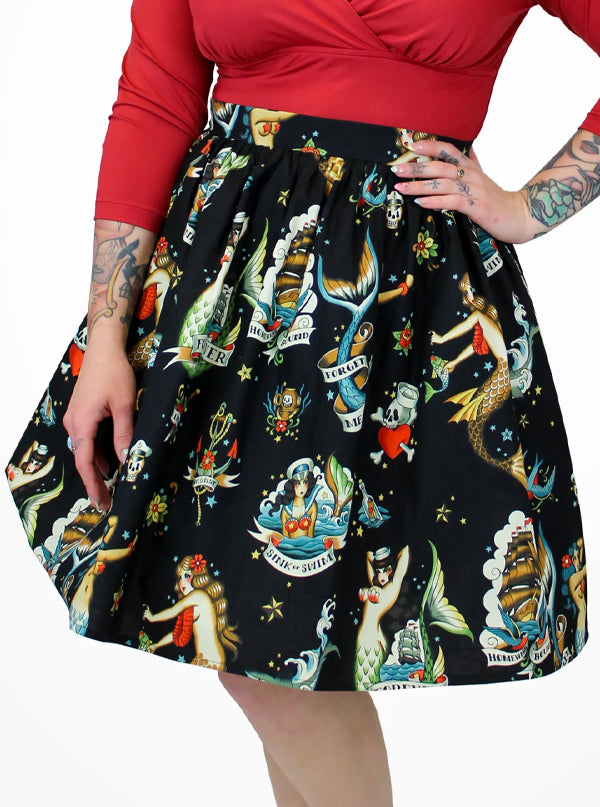 Women&#39;s Nautical Mermaid Pleated Circle Skirt