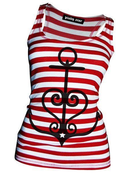Women&#39;s &quot;New Anchor&quot; Racerback Tank by Pinky Star (Red/White) - www.inkedshop.com