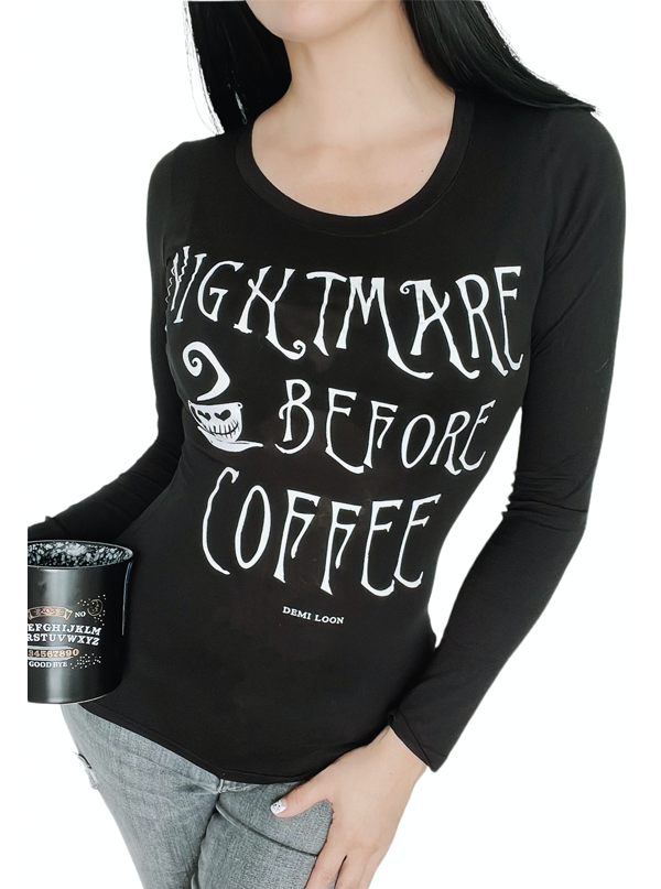 Women&#39;s Nightmare Before Coffee Long Sleeve Tee