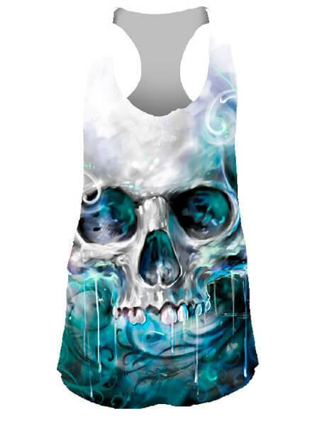Women&#39;s &quot;Ocean Skull&quot; Sublimation Tank by Lethal Angel (White) - www.inkedshop.com