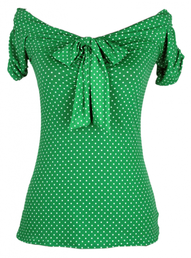 Women&#39;s &quot;Off the Shoulder&quot; Top by Pinky Pinups (Green/White) - www.inkedshop.com