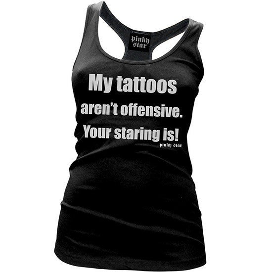 Women&#39;s &quot;My Tattoos Aren&#39;t Offensive&quot; Racerback Tank by Pinky Star (Black) - InkedShop - 2