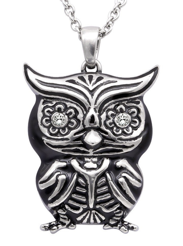 &quot;Crystal Eyes Owl&quot; Necklace by Controse (Silver) - www.inkedshop.com