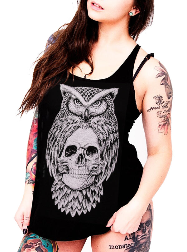 Women&#39;s Free Spirit Skull Owl Tank