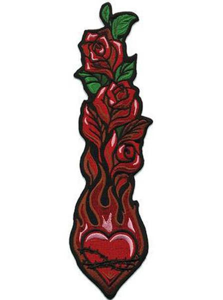 &quot;Burning Heart to Roses&quot; Patch by Retro-a-go-go (Red) - www.inkedshop.com