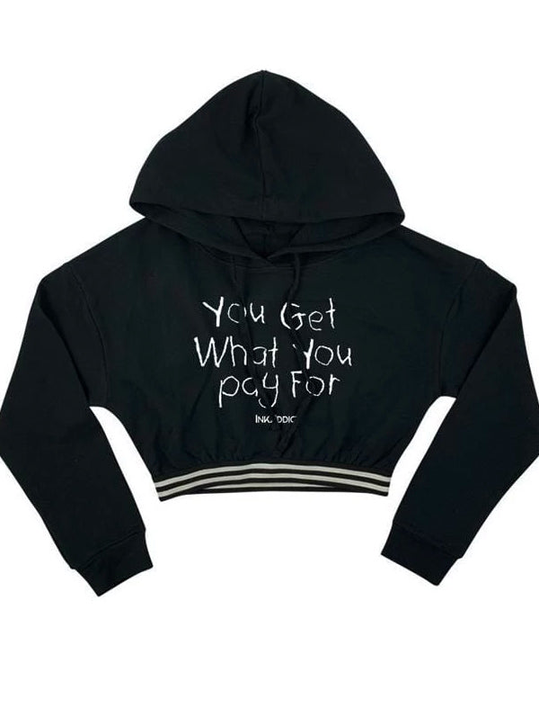 Women&#39;s You Get What You Pay For Varsity Striped Crop Hoodie