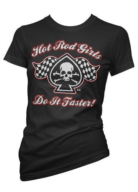 Women&#39;s &quot;Hot Rod Girls Do It Faster&quot; Tee by Pinky Star (Black) - InkedShop - 2