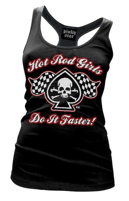 Women&#39;s &quot;Hot Rod Girls Do It Faster&quot; Tank by Pinky Star (Black) - InkedShop - 2