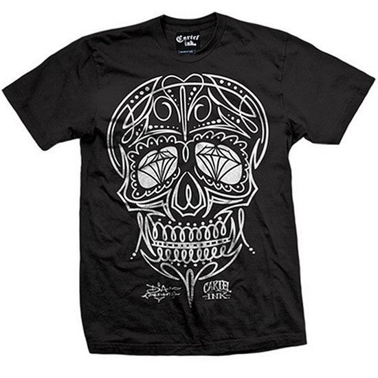 Men&#39;s &quot;Pinstriped Skull&quot; Tee by Cartel Ink (Black) - InkedShop - 1