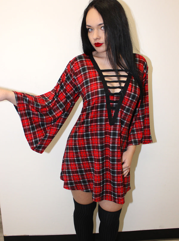 Women&#39;s Not So Clueless Loose Fit Plaid Dress