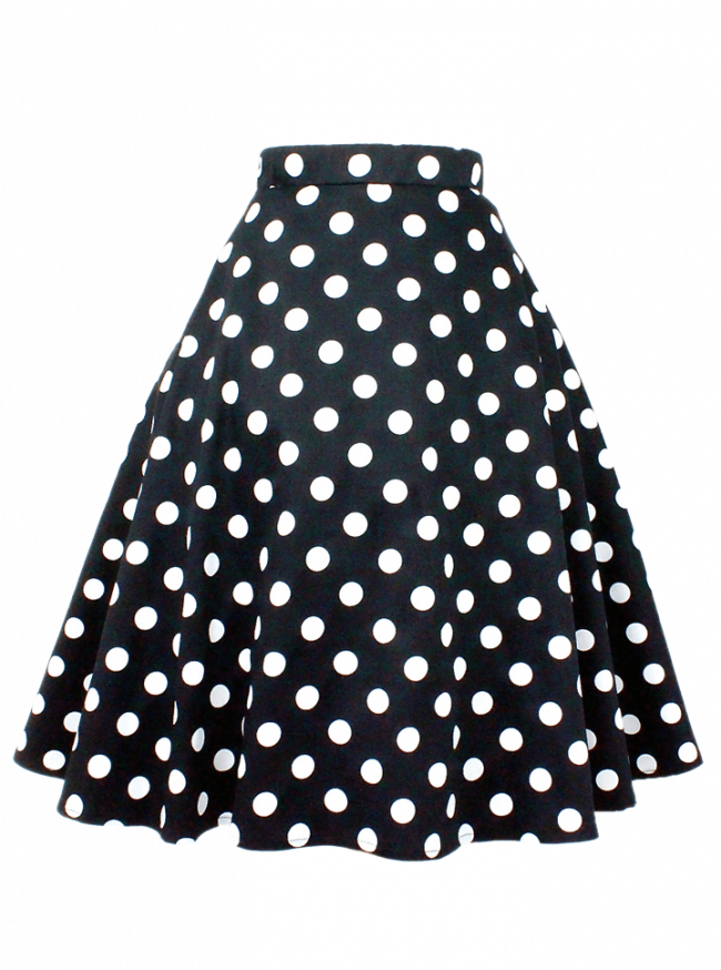 Women&#39;s &quot;Polka Dots&quot; Circle Skirt by Hemet (Black) - www.inkedshop.com