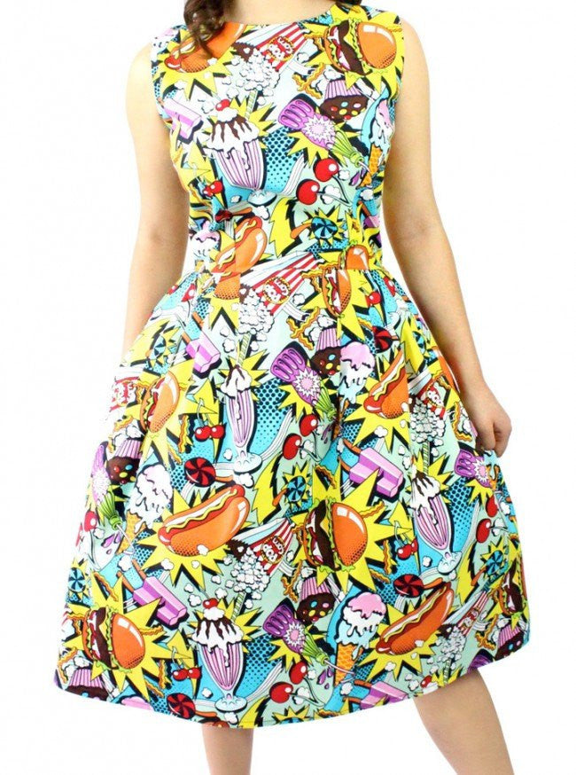 Women&#39;s &quot;Pop Art&quot; Pleated Dress by Hemet (Multi) - www.inkedshop.com