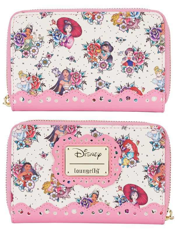 Disney Princess Floral Tattoo Zip Around Wallet