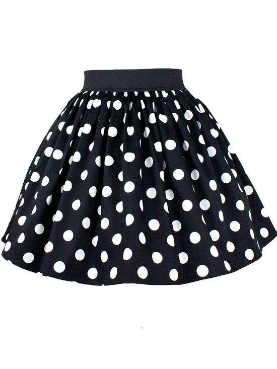 Women's Black Pleated Polkadots Skirt - Inked Shop