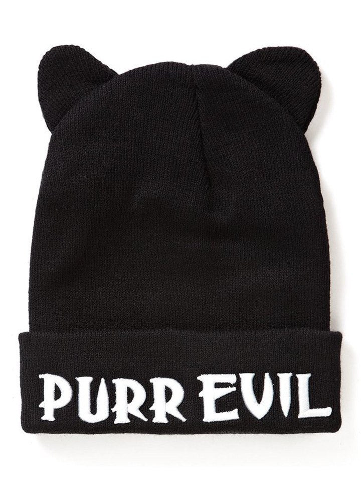 &quot;Purr Evil&quot; Cat Ear Beanie by Killstar (Black) - www.inkedshop.com