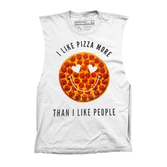 Women&#39;s &quot;Pizza &gt; People&quot; Muscle Tee by Pyknic (White) - www.inkedshop.com