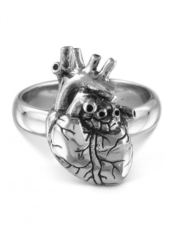 &quot;Anatomical Heart&quot; Ring by Lost Apostle (Antique Silver) - InkedShop - 1