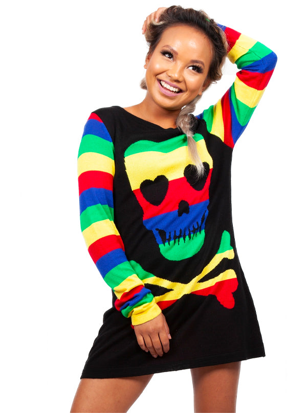 Women&#39;s Rainbow Skull Sweater