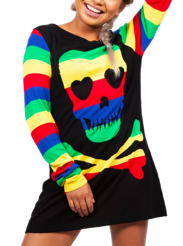 Women&#39;s Rainbow Skull Sweater
