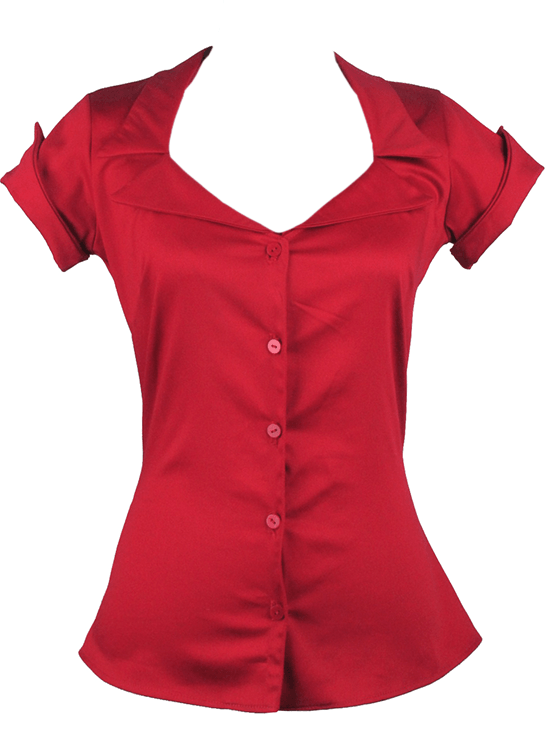 Women&#39;s &quot;Tailor&quot; Button Up Shirt by Pinky Pinups (Red) - www.inkedshop.com