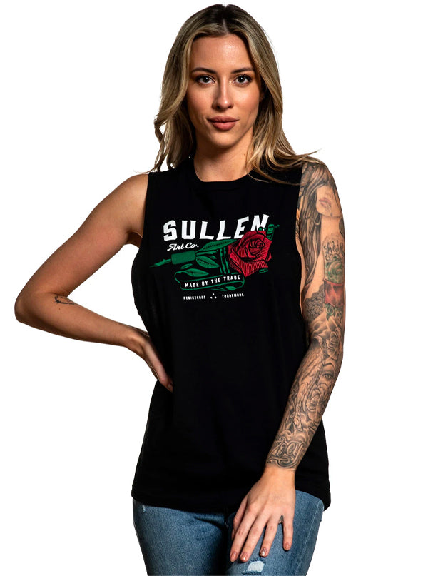Women&#39;s Red Rose Muscle Tee
