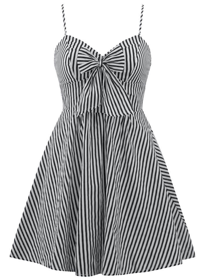 Women&#39;s &quot;Retro Doll&quot; Striped Dress by Double Trouble Apparel (Black/White) - www.inkedshop.com