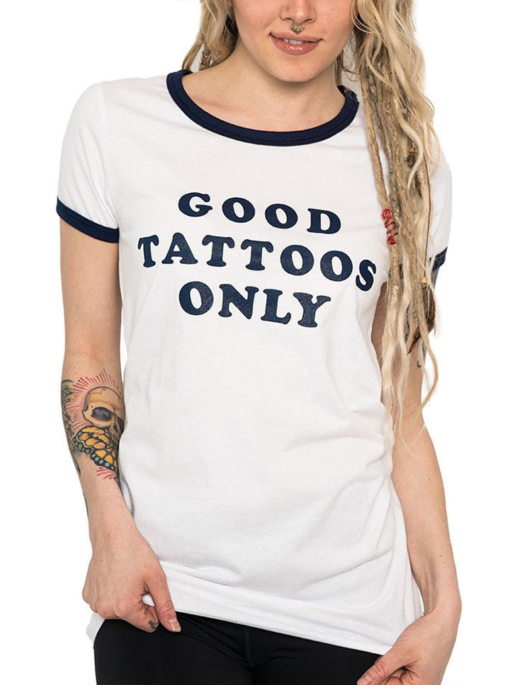 Women&#39;s Good Tattoos Only Ringer Tee