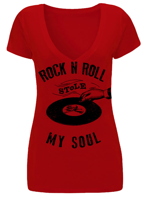 Women&#39;s Rock N Roll V-Neck Tee