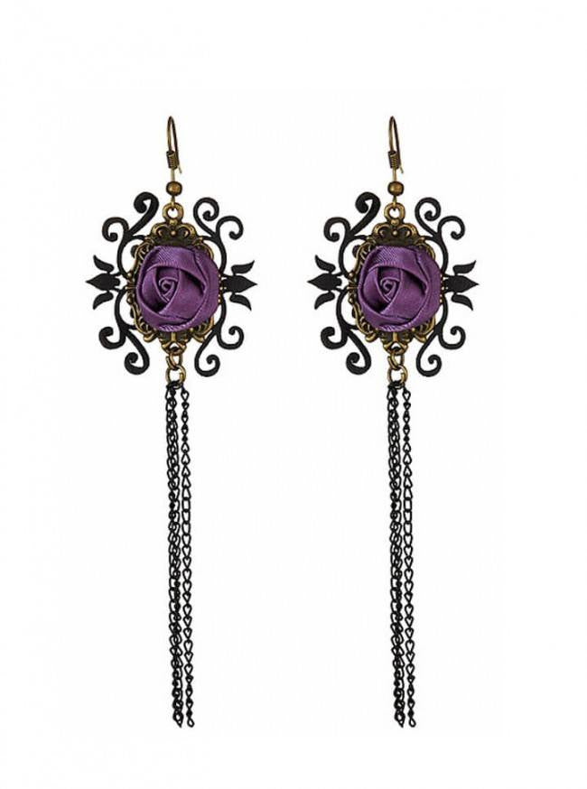 &quot;Rose&quot; Earrings by Pretty Attitude Clothing (Purple) - www.inkedshop.com
