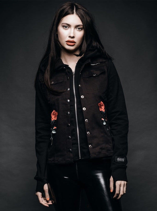 Women&#39;s Rose Studded Two-Piece Jacket