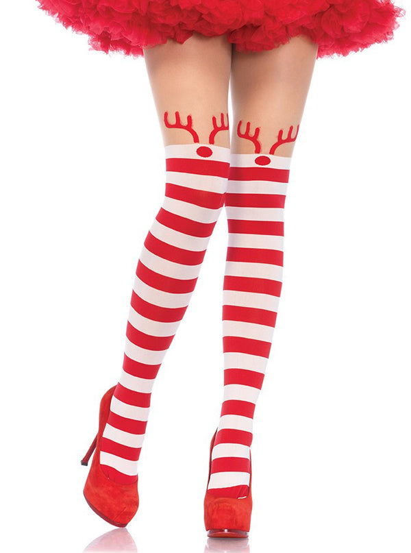 Women&#39;s Rudolph Striped Tights (Red/White)