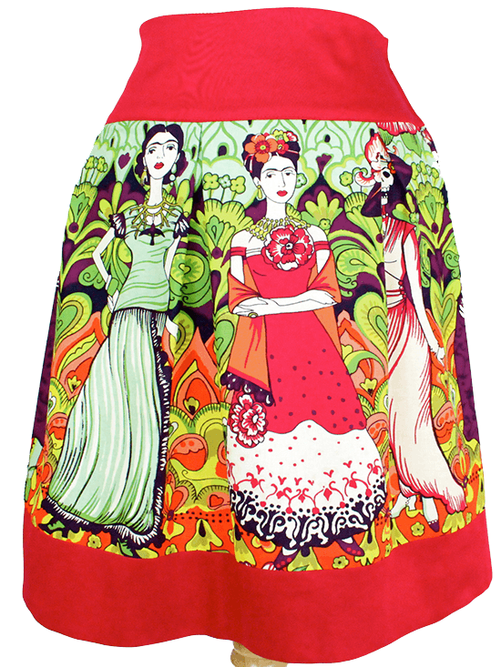 Women&#39;s &quot;Frida Kahlo and Catrinas&quot; Skirt by Hemet (Red) - www.inkedshop.com