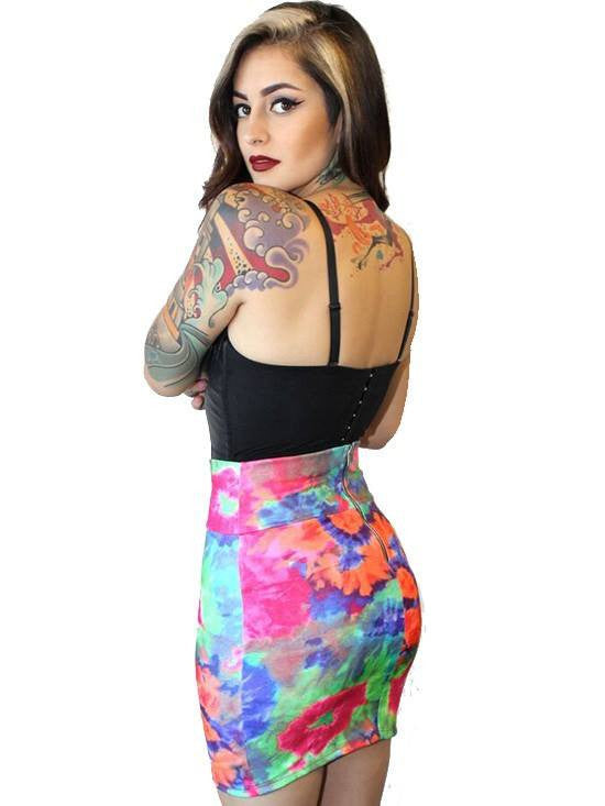 Women&#39;s &quot;Mila&quot; Waist Slimming Skirt by Demi Loon (Tie Dye) - www.inkedshop.com