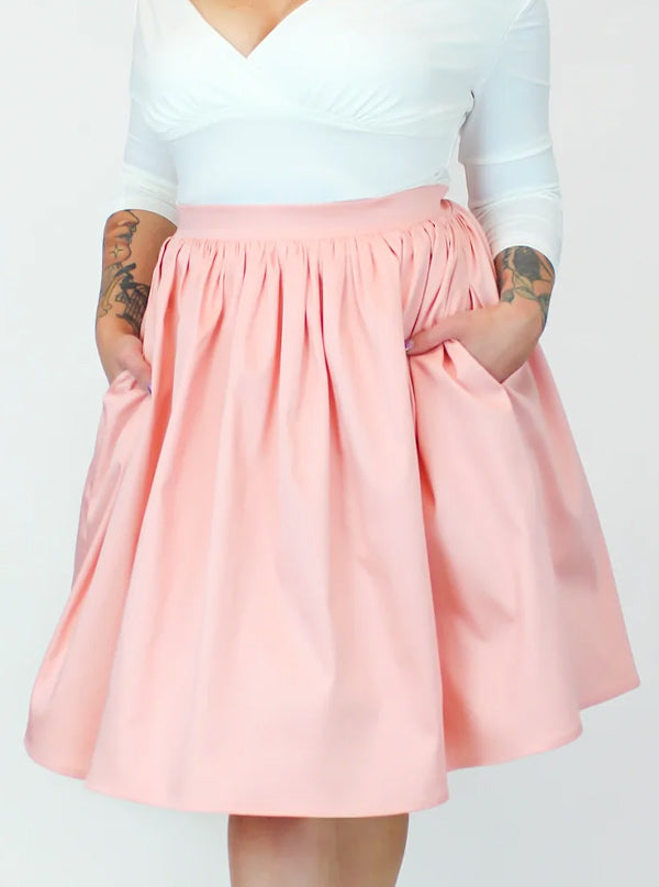 Women&#39;s Salmon Pleated Circle Skirt