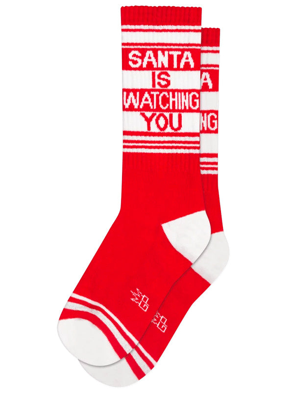 Unisex Santa Is Watching You Ribbed Gym Socks
