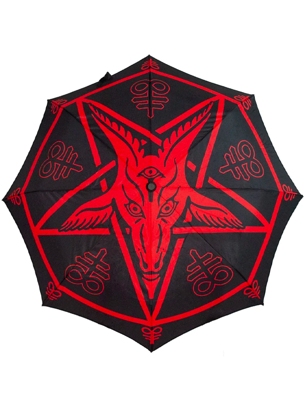 Skull Handle Satanic Star Umbrella