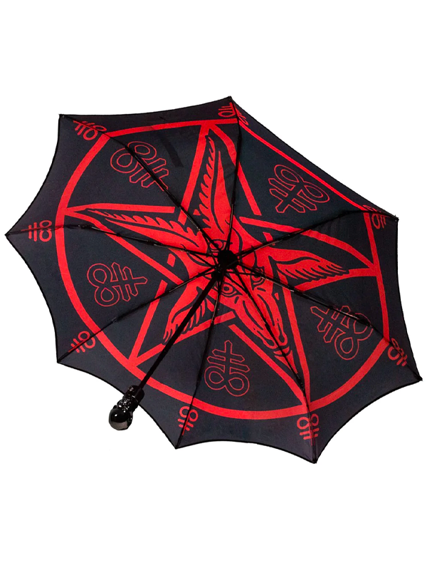 Skull Handle Satanic Star Umbrella