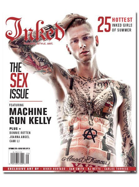 Inked Magazine: Sex Issue featuring Machine Gun Kelly - September 2015 - www.inkedshop.com