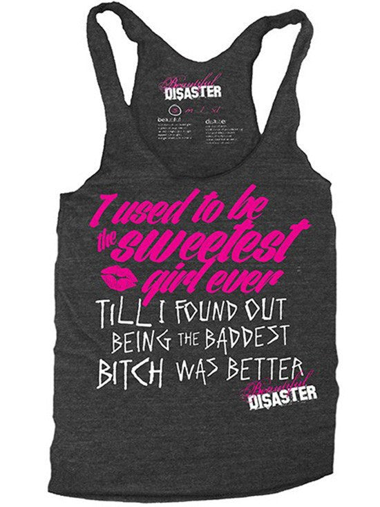 Women&#39;s &quot;Sweetest Girl&quot; Racerback by Beautiful Disaster (Black Tri Blend) - www.inkedshop.com