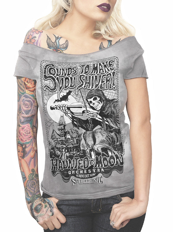 Women&#39;s Sounds To Make You Shiver Off The Shoulder Tee