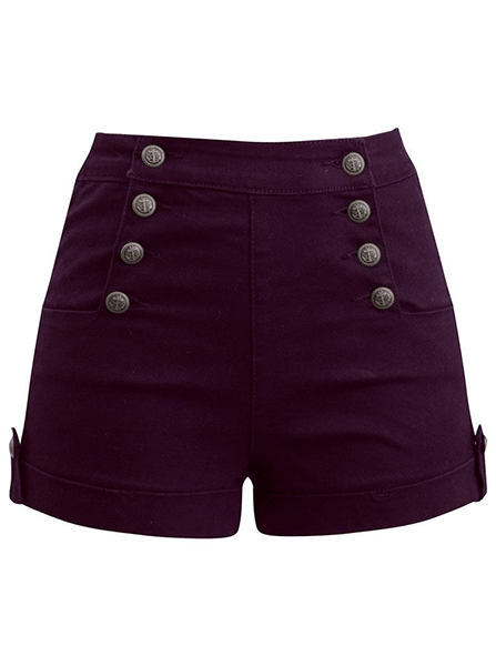 Women&#39;s Sailor Girl Denim Shorts w/ Anchor Buttons
