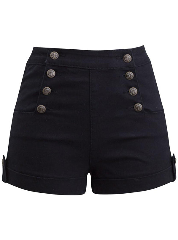 Women&#39;s Sailor Girl Denim Shorts Black)