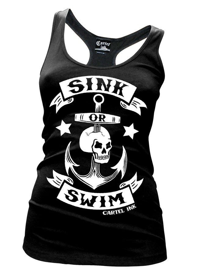 Women&#39;s &quot;Sink or Swim&quot; Racerback Tank by Cartel Ink (Black) - InkedShop - 1