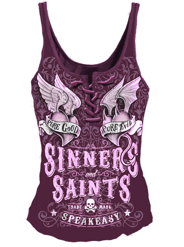 Women&#39;s Sinners And Saints Lace Up Tank