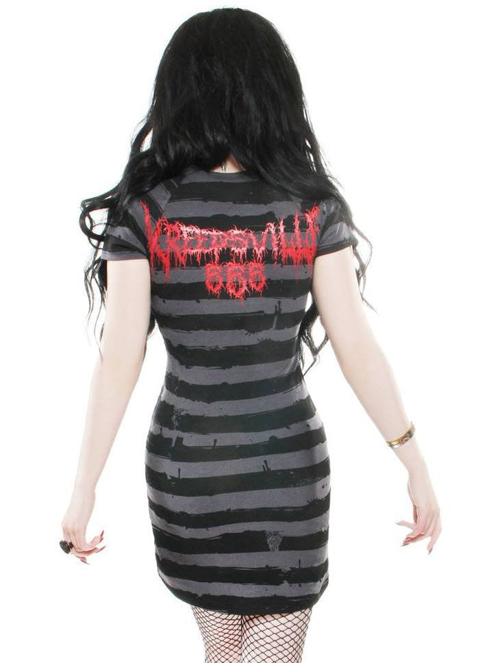 Women&#39;s &quot;Skeleton&quot; Red Striped Dress by Kreepsville 666 (Black) - www.inkedshop.com