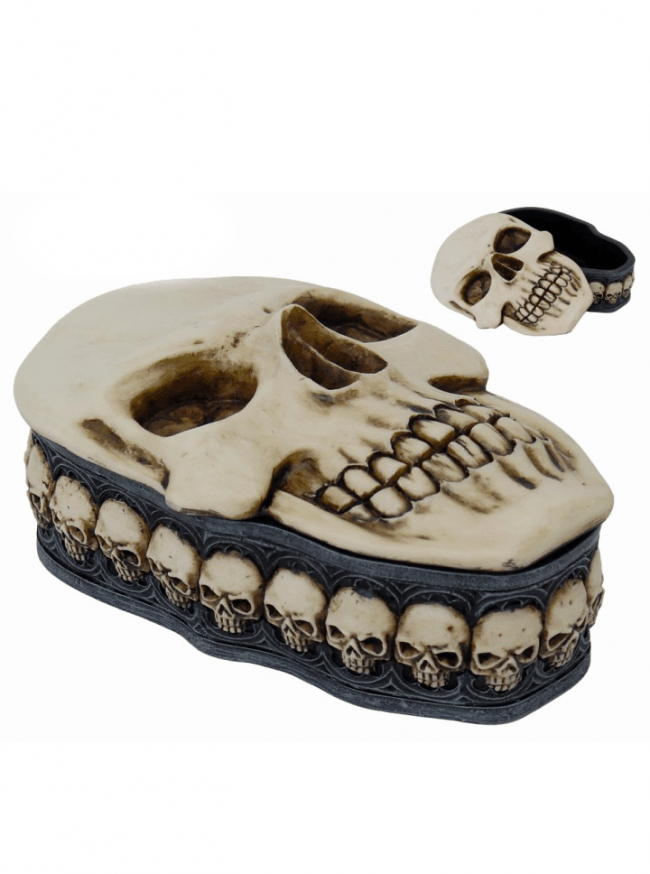 &quot;Skull&quot; Box by Pacific Trading (Bone) - www.inkedshop.com