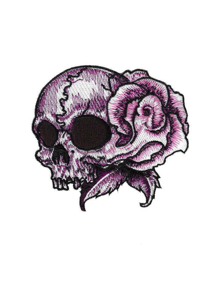&quot;Floral Skull Left&quot; Embroidered Patch by Lethal Angel (Pink) - www.inkedshop.com
