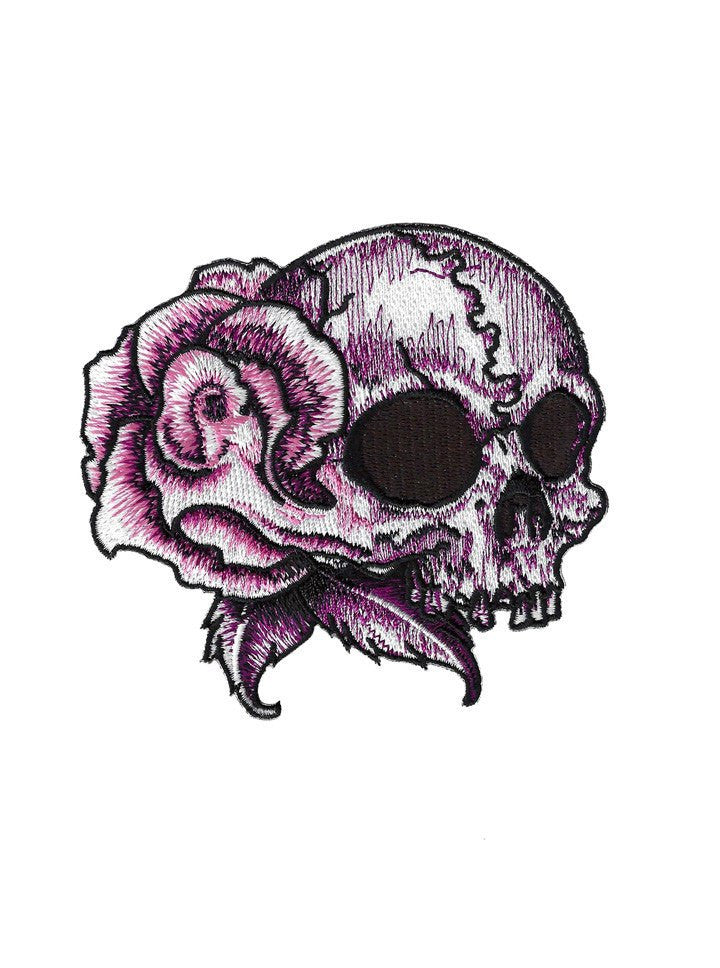 &quot;Floral Skull Right&quot; Embroidered Patch by Lethal Angel (Pink) - www.inkedshop.com