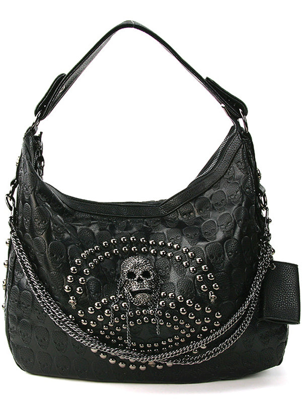 Studded Skull Hobo Bag