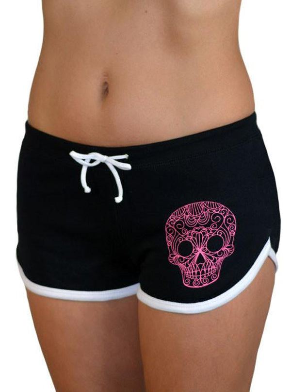 Women&#39;s Quilted Sugar Skull Shorts